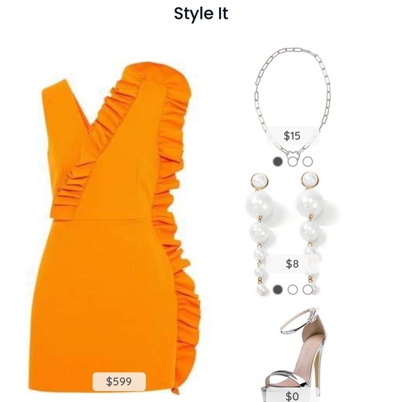 MSGM Marigold Ruffled One Shoulder Dress Size 38/ US 0 - Picture 2 of 8